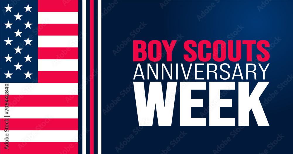 February is Boy Scouts anniversary week background template. Holiday concept. background, banner, placard, card, and poster design template with text inscription and standard color. vector - obrazy, fototapety, plakaty 