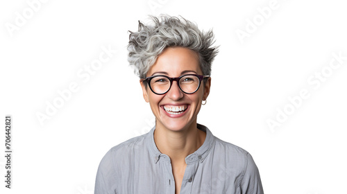 Russian Woman Smiling in Glasses on a transparent background photo