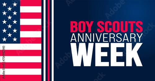February is Boy Scouts anniversary week background template. Holiday concept. background, banner, placard, card, and poster design template with text inscription and standard color. vector photo