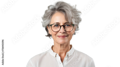 Russian Woman Smiling in Glasses on a transparent background