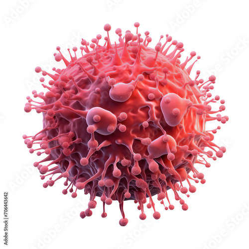 Red cancer cell isolated on white background