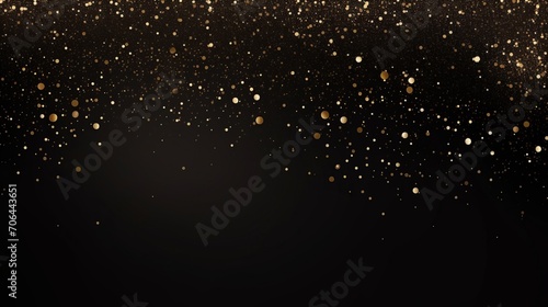 black abstract background with gold shimmer. Copy space photo