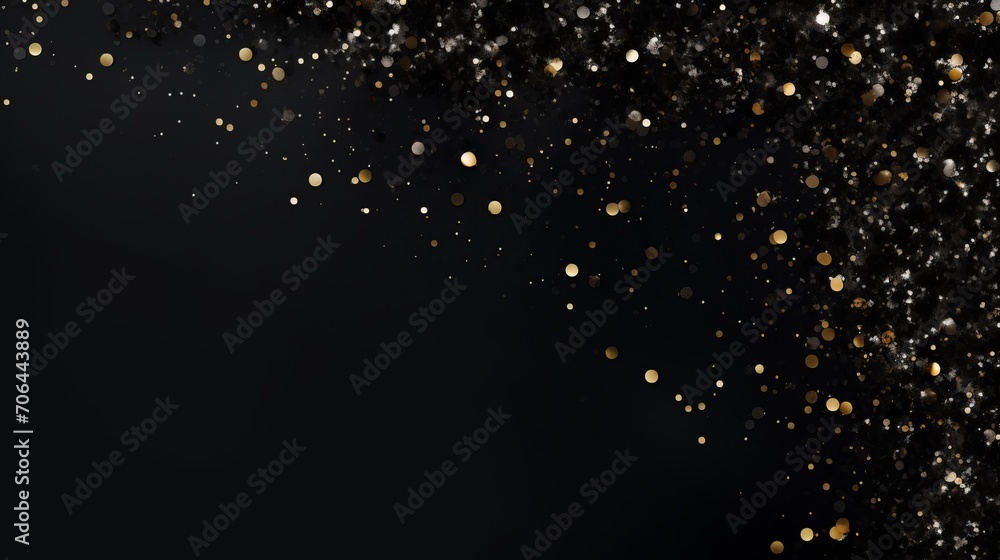 black empty background with silver sparkles. space for text
