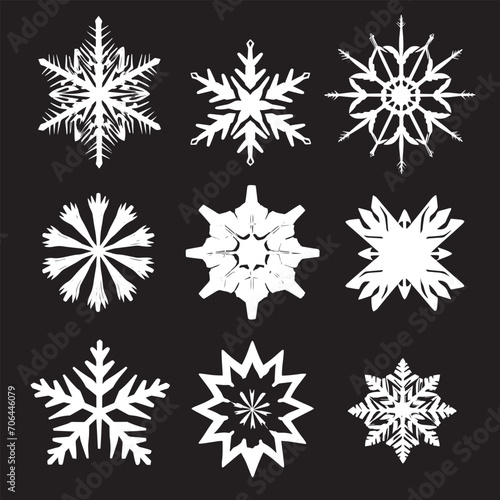 set of snowflakes illustration vector 