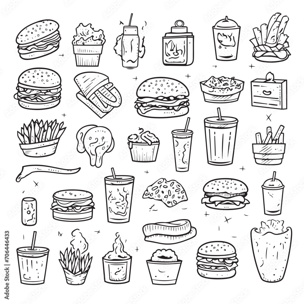 fast food icons set illustration vector
