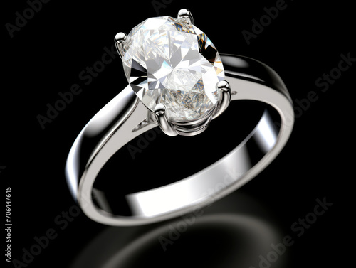 Shiny Diamond Ring on Black Background - Jewelry, Luxury, Engagement, Wedding, Elegant, Sparkling
