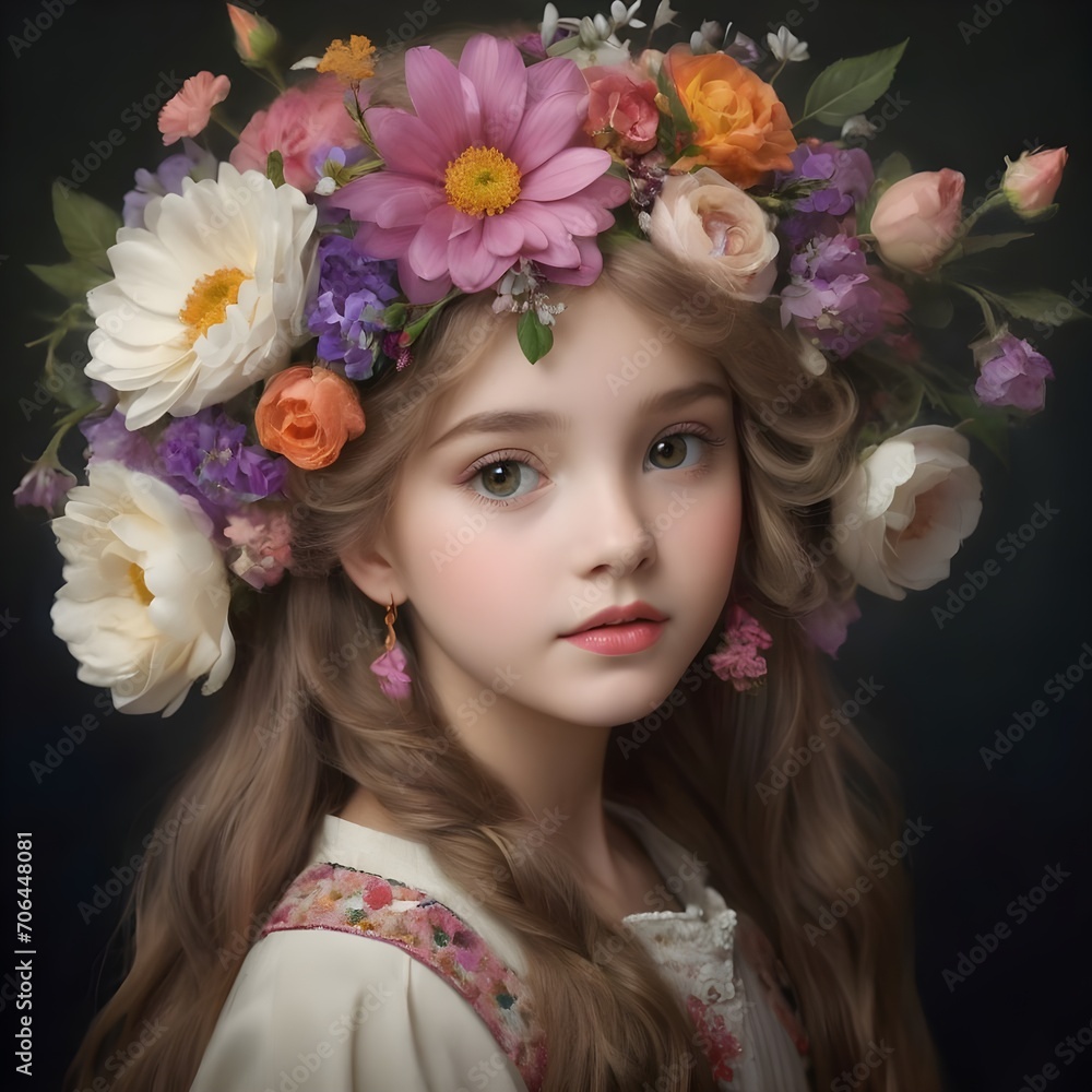 portrait of a girl with flowers portrait of a girl with flowers
