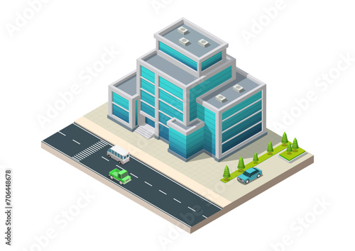 Isometric modern office building