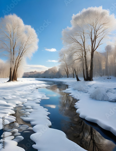 frozen river in winter