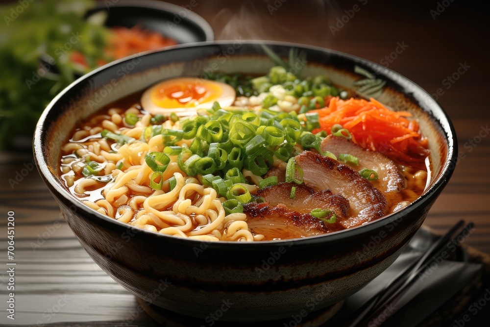 Ramen in bowl. Generative AI. Ramen in bowl. Generative AI.