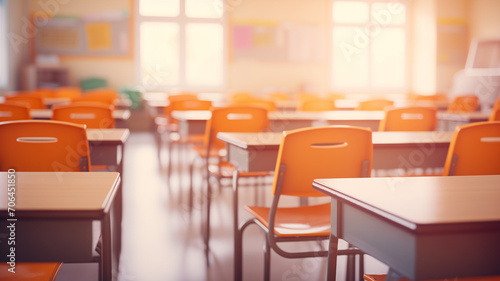 Wallpaper Mural School classroom in blur background without young student. Torontodigital.ca