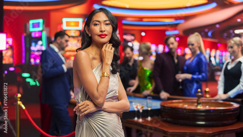 Photography Advertising Campaign Portrait of a Sophisticated Asian Woman in a Stunning Dress
