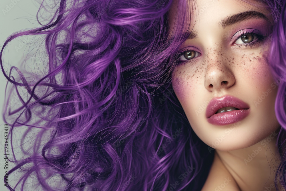 Vibrant Purple Curls Against A White Backdrop Vibrant Purple Curls Against A White Backdrop