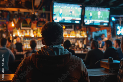 Observing Rugby Fans Engaged In A Bar Viewing Experience