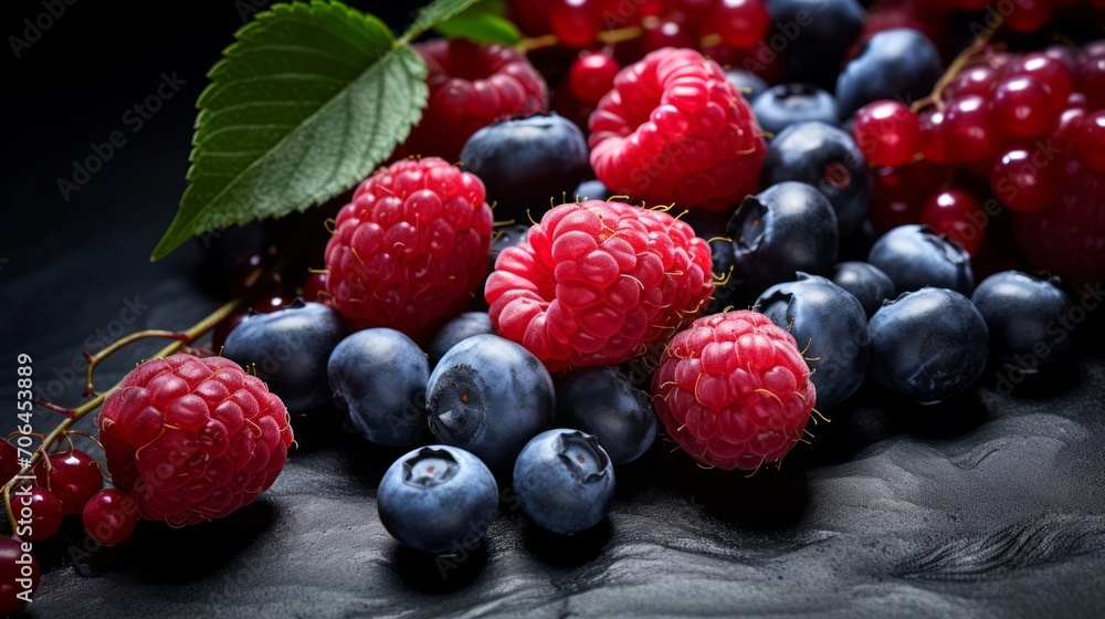 blueberries and raspberries, blackberry in a bowl. Neural network AI generated art blueberries and raspberries, blackberry in a bowl. Neural network AI generated art