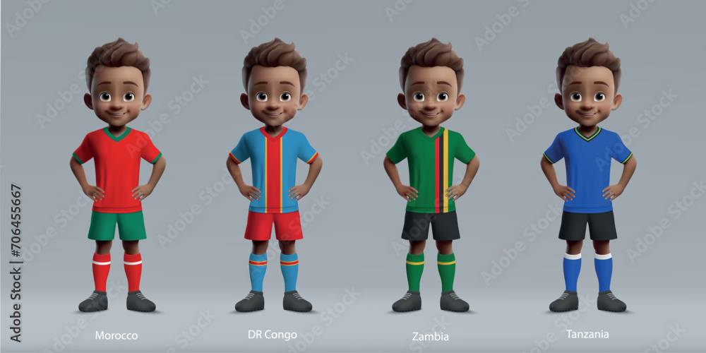 Africa tournament 2023. group F team uniform of africa countries - obrazy, fototapety, plakaty 