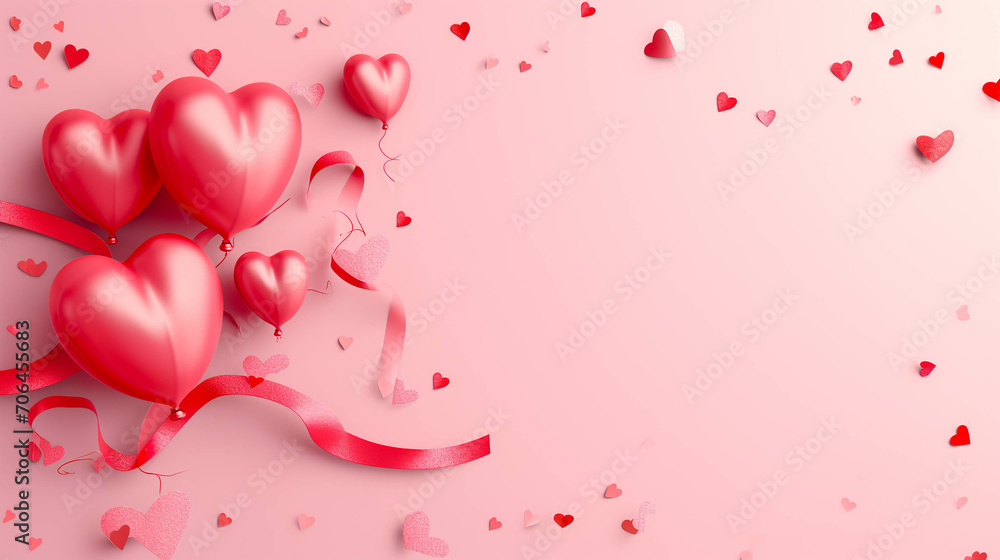 Obraz premium Many red and black heart-shaped items are painted on a rustic wood background, featuring a romantic ruins style, vintage-inspired still life elements.