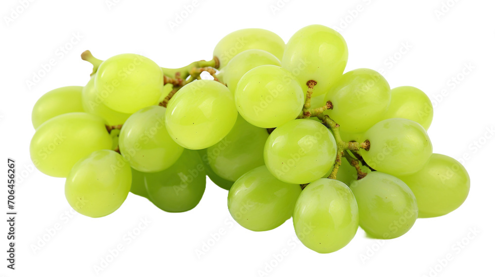 Green grapes on transparent background