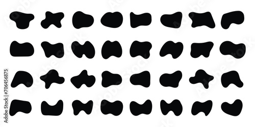 Abstract fluid black blob shape vector set. Modern liquid irregular blob shape elements graphic flat style