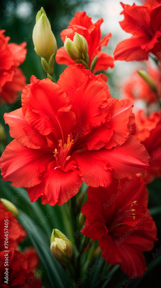 photo close up on beatifull red gladiolus flower very details. AI generated photo close up on beatifull red gladiolus flower very details. AI generated