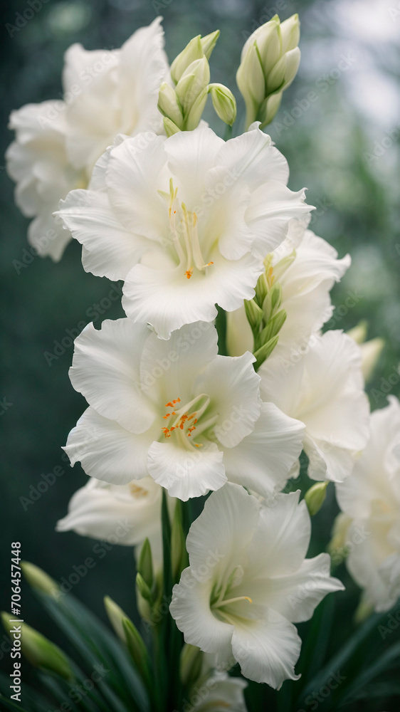 photo close up on beatifull white gladiolus flower details. AI generated photo close up on beatifull white gladiolus flower details. AI generated