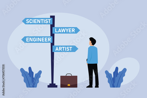 Career path, work direction or choose the right way to success 2d flat vector illustration