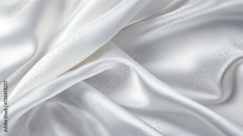 Captivating Elegance: White Silver Fabric with Luxurious Satin Texture, Ideal for Modern Designs and Fashion Backdrops.