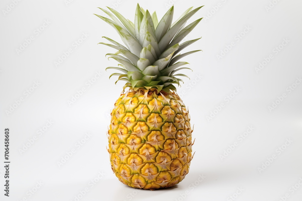 Close up pineapple isolated on white background, Pineapple slices with leaves, Generated AI Close up pineapple isolated on white background, Pineapple slices with leaves, Generated AI