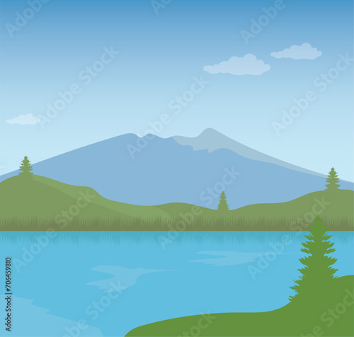 vector mountains and lakes