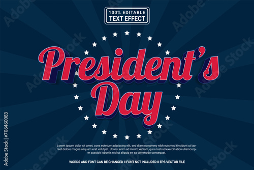 Editable text effect Presidents' day 3d cartoon template stlye modren premium vector photo