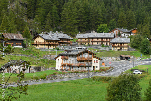 Traditional houses on Aosta valley, Italy photo