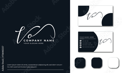 VO V O initial letter handwriting and signature logo and business card vector