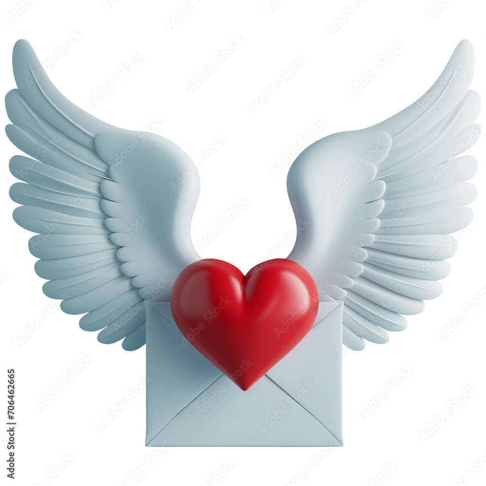 Winged love letter with heart elements, 3d design. suitable for valentines day, anniversaries, and design elements Winged love letter with heart elements, 3d design. suitable for valentines day, anniversaries, and design elements
