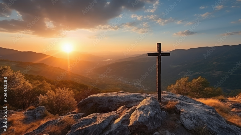 Holy cross the symbol of death and resurrection of Jesus Christ with dramatic sunset. Holy cross the symbol of death and resurrection of Jesus Christ with dramatic sunset.