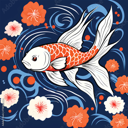 Illustration symbol of abstract and unique koi fish
