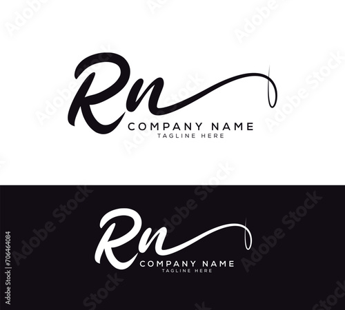 RN R N Initial letter handwriting and signature logo. Beauty vector initial logo photo