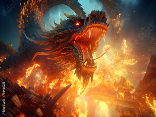 Fierce and Furious Fantasy Dragon AI Artwork  © boscorelli