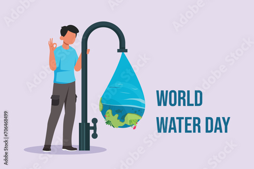 World water day concept. Colored flat vector illustration isolated.