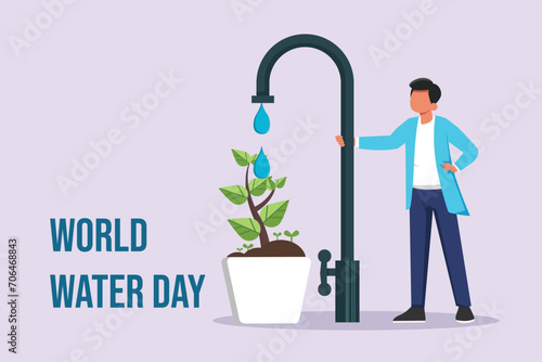 World water day concept. Colored flat vector illustration isolated.