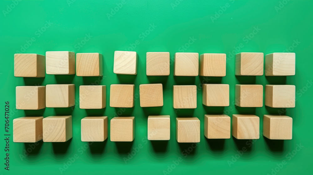 Blank wooden blocks on green background Blank wooden blocks on green background