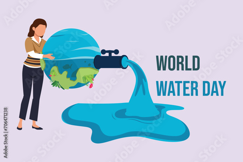 World water day concept. Colored flat vector illustration isolated.