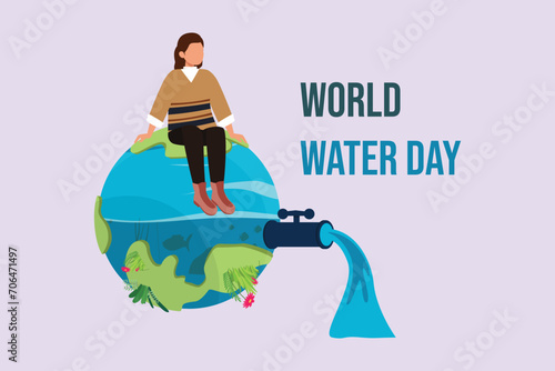 World water day concept. Colored flat vector illustration isolated.