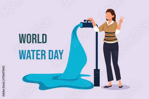 World water day concept. Colored flat vector illustration isolated.
