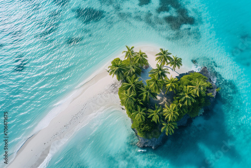 kleine herzförmige Insel mit Palmen im Ozean