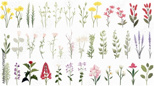 Explore the Beauty of Nature with this Detailed Wild Flowers Vector Collection – Perfect for Botanical, Organic, and Floral Design Projects!