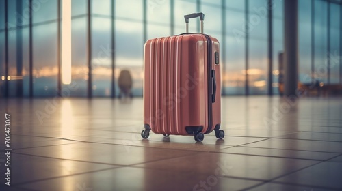 Solo Journey: Suitcase Awaiting Adventure. Generative ai
