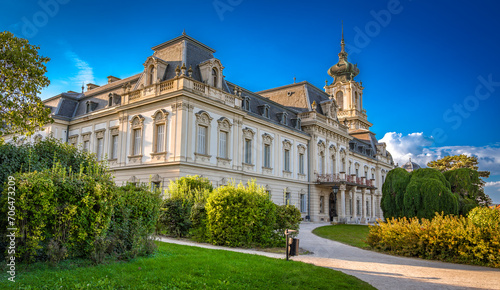  view of The Festetics Palace, Baroque palace located in the Keszthely, Zala, Hungary. © Saxanad