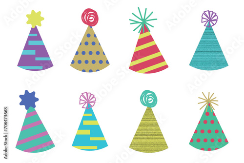 A set of cute holiday hats in different colors. There are many design options for jewelry  postcards  posters