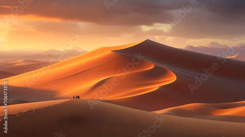 Panoramic view of sand dunes in the Sahara desert, Morocco © A