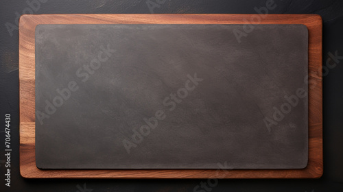 Slate over old wooden background